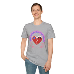Two Halves Make Us Whole Broken Heart T-Shirt — Cute Split-Heart Couple Tee