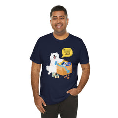 "Ohwoooo happy day!"  Happy Dog with treat delivery T‑Shirt — Pet Gift