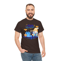 "Happy Hanukkah" Knome with Menorah & Dreidel Holiday Tee