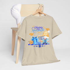 "Happy Hanukkah" Knome with Menorah & Dreidel Holiday Tee