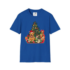 Christmas Golden Retriever Dog T-Shirt — Festive Tree & Presents Holiday Tee