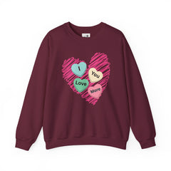 Heart Scribble with 'I Love You More' Candy HeartsCrewneck Sweatshirt