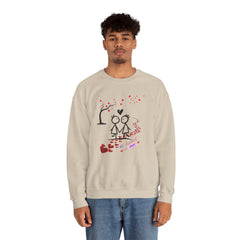 Couple Stick Figure Sweatshirt – Cute Heart Walk Valentine Crewneck