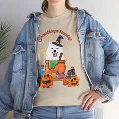 Halloween Witchy Samoyed — Cute Spooky Pumpkin Cauldron Tee