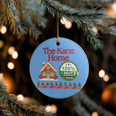 Personalized Family Name Ceramic Ornament - 'The Kane Home' 100% Nutty Gingerbread House Christmas Decoration