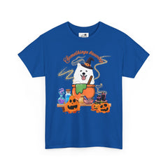 Halloween Witchy Samoyed — Cute Spooky Pumpkin Cauldron Tee