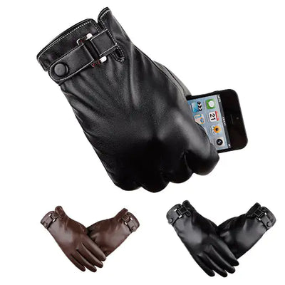 Autumn Warmth Stylish Vegan Leather Touch Smart Gloves