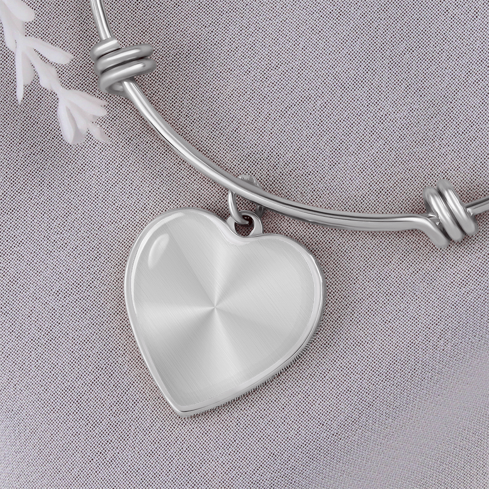 Customized Engraved Message Heart Bangle