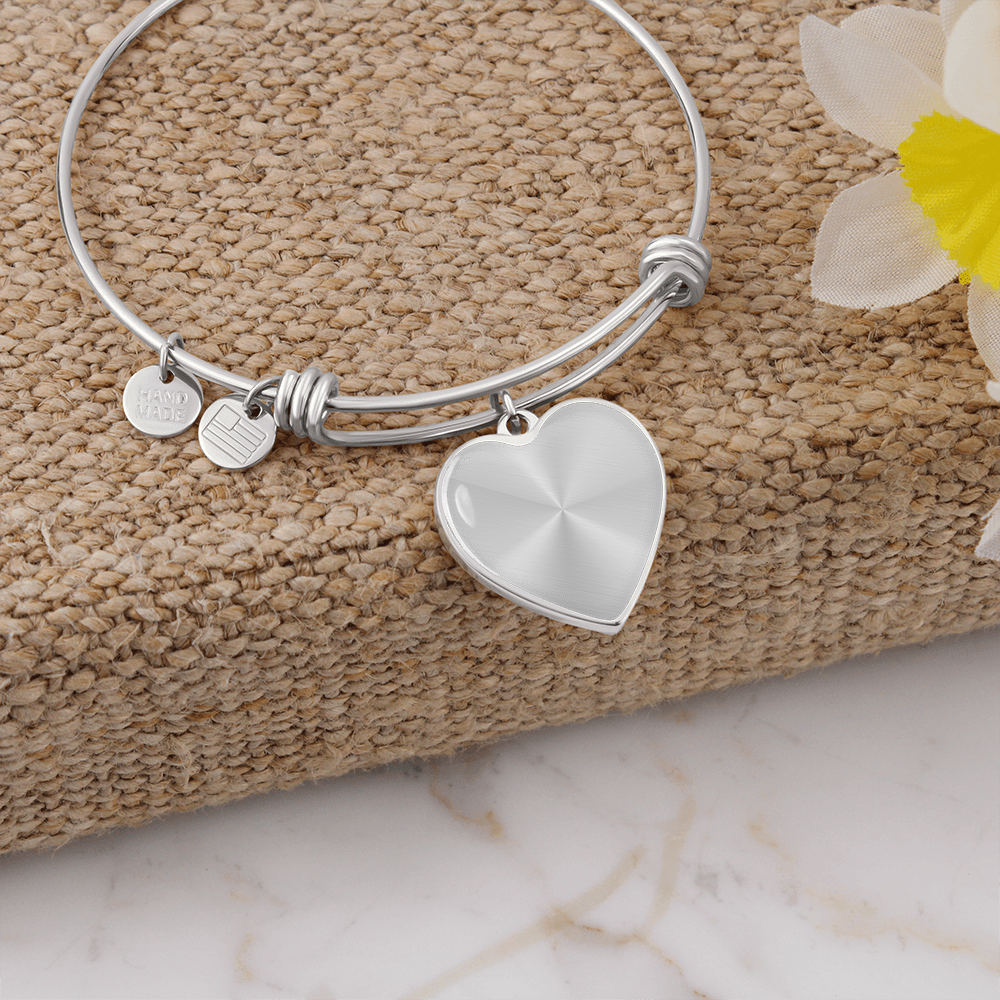 Customized Engraved Message Heart Bangle