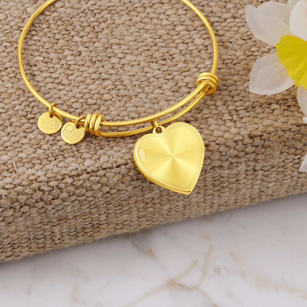 Customized Engraved Message Heart Bangle