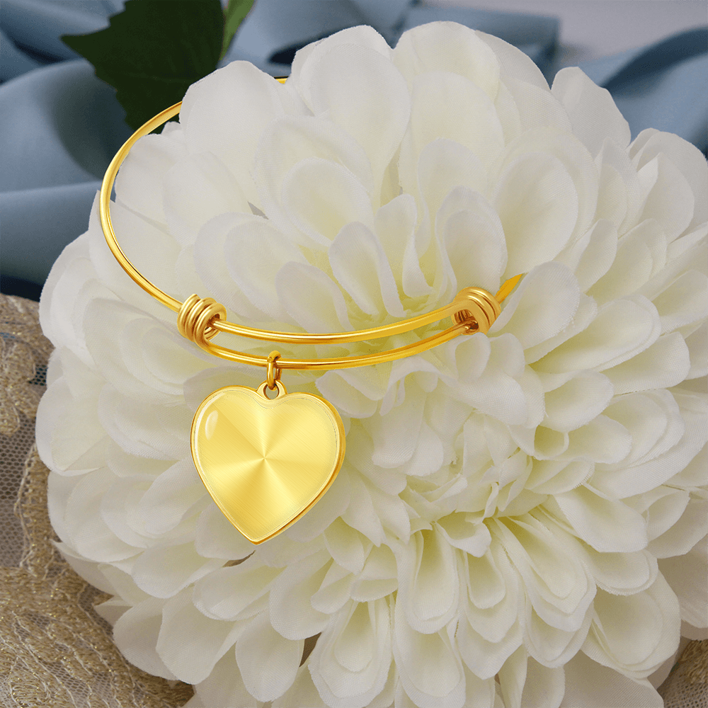 Customized Engraved Message Heart Bangle