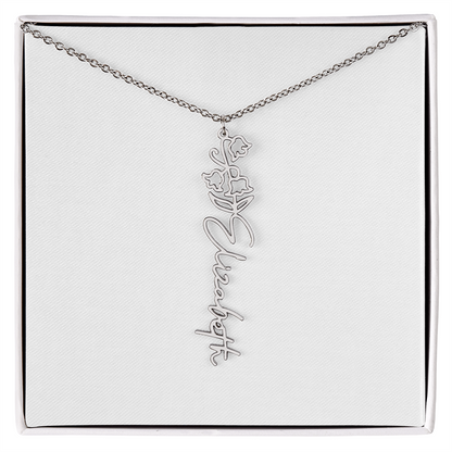 Customized Name Necklace with Floral Designs Featuring Flowers of the Calendar