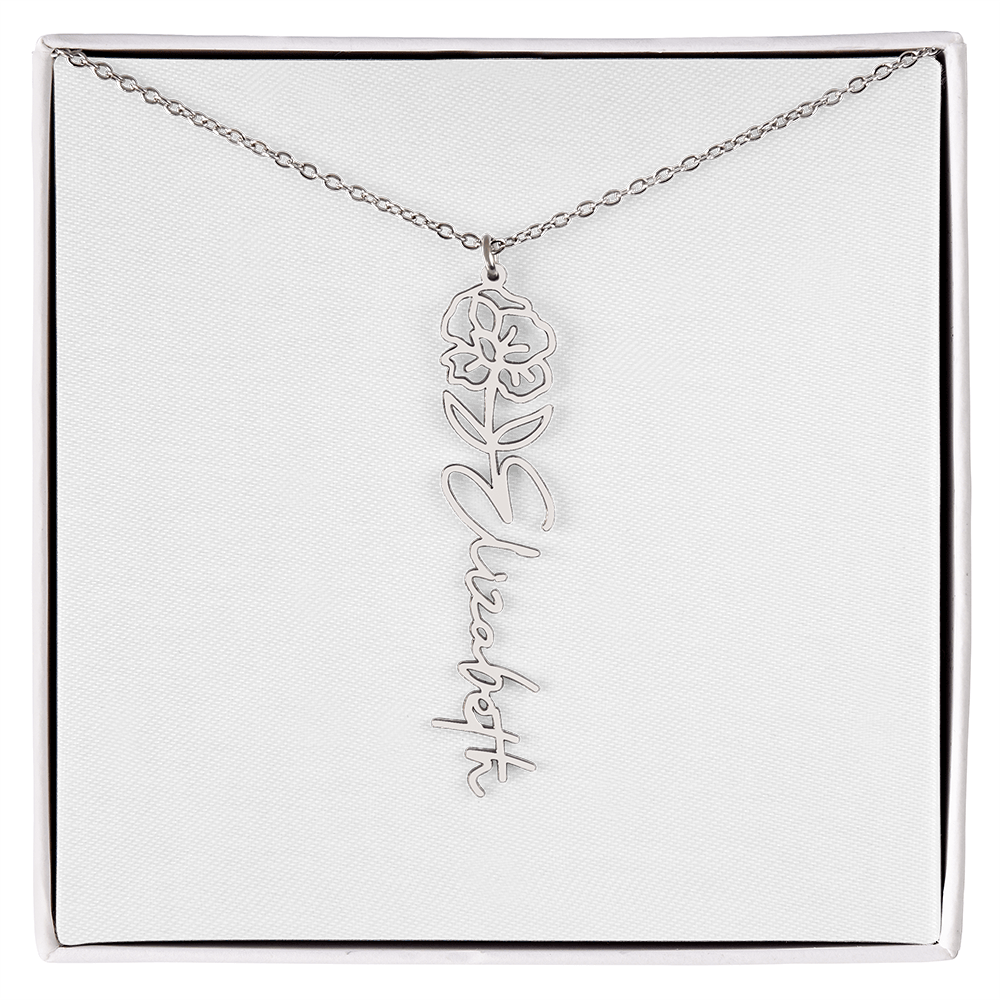 Customized Name Necklace with Floral Designs Featuring Flowers of the Calendar