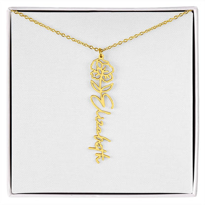 Customized Name Necklace with Floral Designs Featuring Flowers of the Calendar