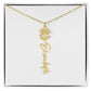 Customized Name Necklace with Floral Designs Featuring Flowers of the Calendar